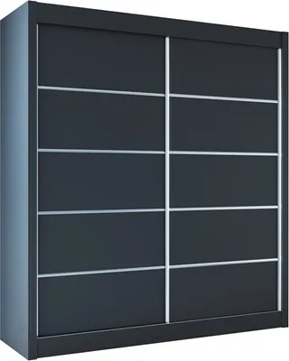 Produktbild von Easy4You B1 180 cm Schwarz Schiebetüren Kleiderschrank 180x215x58 cm Schlafzimmermöbel, Aufbewahrung - Mehrzweckschrank - Farbe: Schwarz