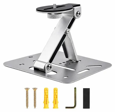 Produktbild von Klappbarer Projektorständer aus Aluminium, multifunktional 3‑in‑1 Projektorhalterung für Tisch, Wand und Decke, verstellbar, tragbar silber