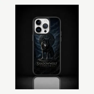 Productafbeelding van iPhone 14 Pro hoesje, telefoonhoesje, beschermhoesje met het motief van een schaduwwolf – LUNØIR ©