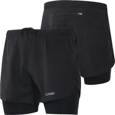 Produktbild von Lixada Herren 2-in-1 Laufshorts Schnell trocknend Atmungsaktive Aktiv Trainingsuebung Jogging Radhose mit laengerem Innenfutter