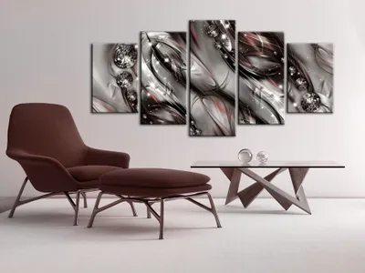 Image de Tableau acoustique Abstrait 200 x 100 cm Tableaux Mousse acoustique Absorbeur acoustique haute performance Isolation acoustique Toile 5 pièces Tableau mural Acoustique intérieure Isolation acoustique a-A-0171-b-p