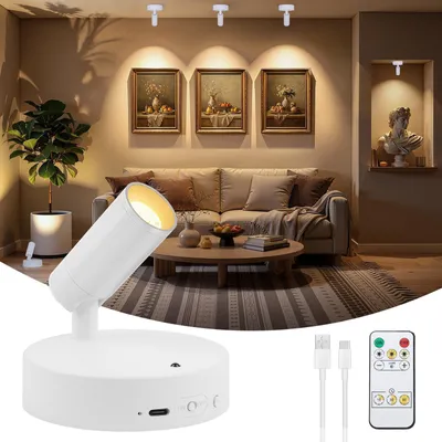 Image de Spot LED rechargeable par batterie, magnétique, applique murale pour intérieur, blanc, avec variateur d'intensité
