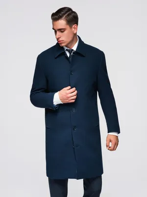 Immagine prodotto di Cappotto lungo da uomo con collo e fodera - blu scuro XL