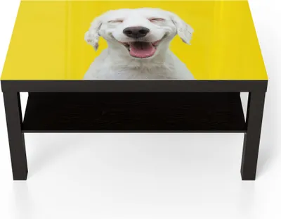 Produktbild von DEQORI Couchtisch 90x55 cm Schwarz 'Lachender Hund' Glas Beistelltisch