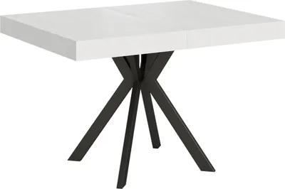 Image de ITYHOME - Table extensible 120/204x80 cm Dolcezza effet bois, frêne blanc pieds anthracite