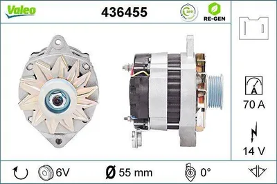 Image de Alternateur 14 V 70 A Ø 55 mm VALEO pour, entre autres, RENAULT 19