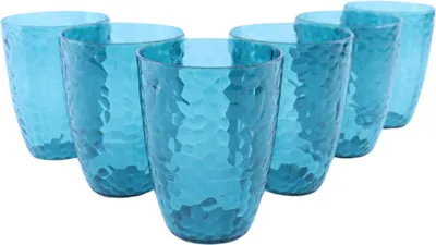 Produktbild von OTIX Kunststoff-Trinkgläser, wiederverwendbare 6er-Set Wasserglas Limonadengläser, Blau 380 ml HARBOR