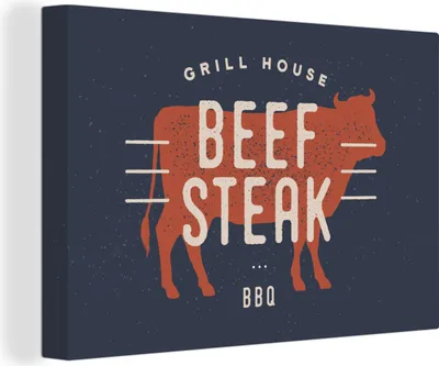 Produktbild von OneMillionCanvasses® - Leinwandbilder - 140x90 cm, Mancave - Steak - BBQ, Wandbilder Kunstdruck Wanddekoration