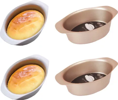 Image de CANDeal 4 pièces ovale mini moule à gâteau au fromage antiadhésif, plaque à pâtisserie toast  moule à gâteau cuisson acier