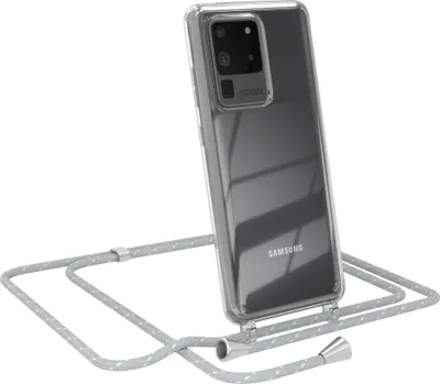 Produktbild von EAZY CASE Handykette kompatibel mit Samsung Galaxy S20 Ultra / S20 Ultra 5G, Handyhülle mit Umhängeband, Handykordel, Schutzhülle Clear, Band in Grau