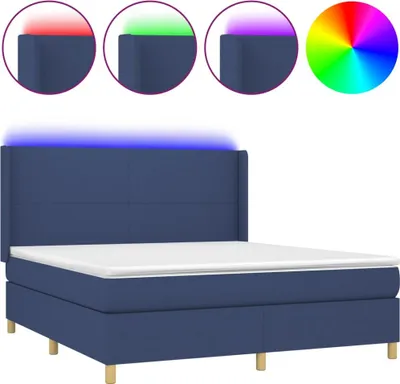 Obrázok produktu pre vidaXL Boxspring posteľ s matracom a LED modrá 180x200 cm látka