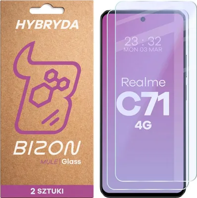 Produktbild von 2x Flexibles Hybridglas für Realme C71 4G, Bizon Glass Mule Duo