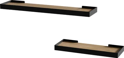 Produktbild von Wandregal Vicco Erni Schwarz/Eiche 60 x 3 cm 2er-Set, Model 54231