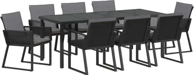 Produktbild von vidaXL Garten Essgruppe 9 pcs Schwarz Pulverbeschichteter Stahl