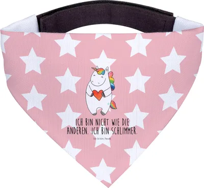 Produktbild von Mr. & Mrs. Panda Halstuch Hund Einhorn Herz - Rot Pastell - Geschenk, Hundehalstuch, Hunde-Bandana, Unicorn, Freundin, Lustig, Für Hunde, Tuch, Schlimm