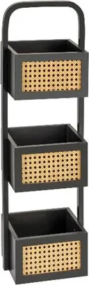 Produktbild von Wenko Bad Regal mit 3 BambuskörbenBambus Schwarz 23x18,5x73cm Freistehend