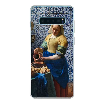 Produktbild von MuchoWow® Handyhülle Schutzhülle Hülle für Samsung Galaxy S10 Plus Milchmädchen - Delfter Blau - Vermeer - Gemälde - Alte Meister Silikon Softcase Handy Hülle - Schutzhülle