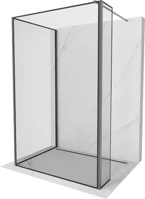 Produktbild von Mexen Kioto Walk-in Duschwand 140x80x30 cm, Gun Metal, 3-teilig