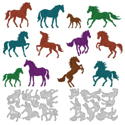 Imagen del producto de Omgoods - Troqueles para caballos. Diseños para álbumes de recortes y tarjetas