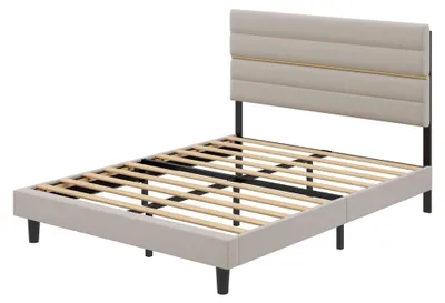 Obrázek produktu pro Rám postele pro matraci 160x200 cm | Béžová barva | Rozměry: 160x202x110/116,5 cm