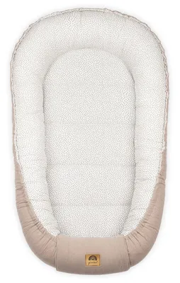 Image de PIMKO Nid pour bébé Nid douillet cocon pour nourrissons et nouveau-nés 60 x 90 cm 100% coton mousseline - (Beige Dots)