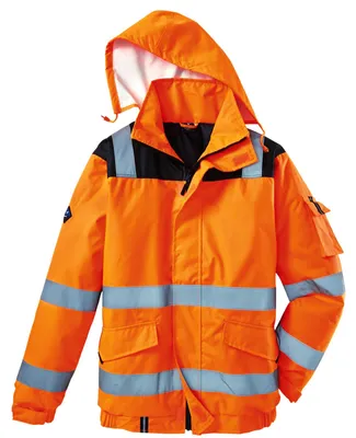 Produktbild von Terrax Workwear Herren Warnschutzjacke Pilotenjacke mit Reflexstreifen - Warnschutz Arbeitsjacke wattiert in Orange Größe M