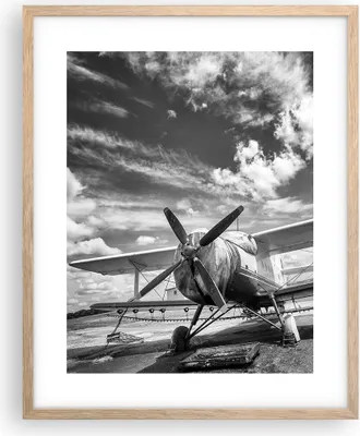 Produktbild von Gerahmtes Poster - Rahmen in heller Eiche - An-2 Flugzeug Schwarzweiß - 40x50 cm - Wand Bild - Wanddeko - Wandbilder - Wandposter - Bilderrahmen - Bilder - Kunstdruck - Wandbild - P2NPA40x50-4228