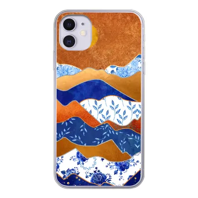 Produktbild von MuchoWow® Handyhülle Schutzhülle Hülle für iPhone 11 Delfter Blau - Gold - Blumen Silikon Softcase Handy Hülle - Handytasche