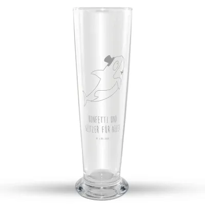 Produktbild von Mr. & Mrs. Panda Bierglas Orca Zylinder - Transparent - Geschenk, Bier Glas, Mr Mrs Weizenglas, Weißbierglas, Fest, Fete, Konfetti, Weizen, Weizenbier, Meer, Narwal