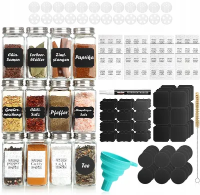 Produktbild von Glas-Gewürzgläser mit Zubehör für die Küche 12 Stück