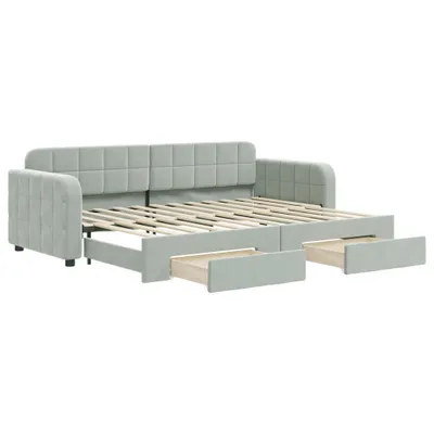 Obrázok produktu pre vidaXL Rozkladacia posteľ so zásuvkami Svetlo sivá 80x200 cm Velvet