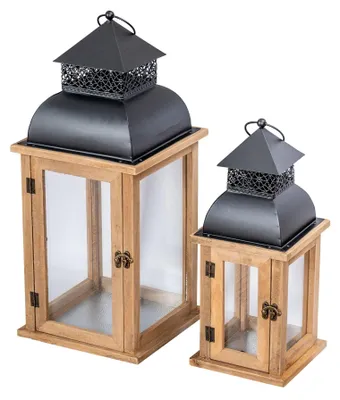 Immagine prodotto di Set di 2 lanterne in legno per la decorazione del giardino