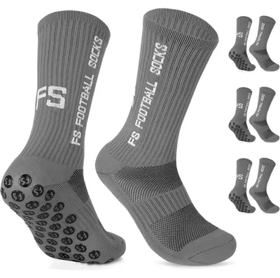 Immagine prodotto di Calzini da calcio, 3 paia, antiscivolo, traspiranti, taglie 35-39 e 39-46, colore grigio