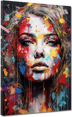 Produktbild von Pop Art modern Splash Girl Leinwandbild Wandbild Deko Kunst XL: 90x120x2cm
