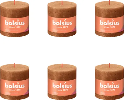 Produktbild von Bolsius - Rustikale Stumpenkerze - 100/100 - 1 Stück pro Packung - Gewürzbraun - Vorteilspack - 6 Stücke
