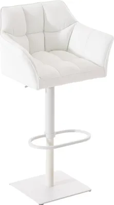 Produktbild von Barhocker SIHAR - Kunstleder Weiß 64x45x88 cm Weiß | Barstuhl Höhenverstellbar Mit Lehne Drehbar Tresenhocker Tresenstuhl Kneipenhocker Kneipenstuhl