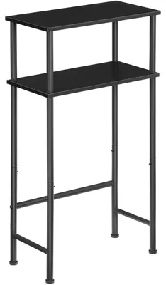 Productafbeelding van Console tafel met 2 niveaus, smalle salontafel, 4 verstelbare poten, metalen frame, zwart, 40x20x84 cm