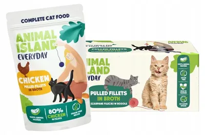 Produktbild von ANIMAL ISLAND Nassfutter für Katzen, Huhn in Brühe, 40 x 85 g