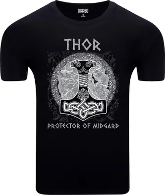 Produktbild von Diarbo Herren T-Shirt mit Wikinger Druck Thor Schwarz Gr.S