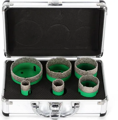 Produktbild von Diamant-Bohrerset - Kernbohrer 6-teilig - Für Fliesen Glas Keramik Porzellan - Schnelles Bohren und Schneiden - Grün