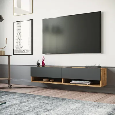 Image de Table TV 'Laitila' 140x31,5x29,5 cm chêne rustique/anthracite