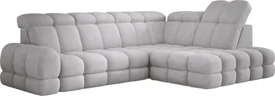 Image de DomoHome Canapé d'angle Tollo Gris Tissu Anthologie Côté droit 302x217x105 cm, Canapé en L avec fonction sommeil, Tiroir de lit 120x85x17 cm, Réglable électriquement