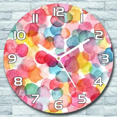 Produktbild von Wanduhr aus Glas Rund fi 30 Bunte Aquarellblasen Quarz Deko Wohnzimmer Büro