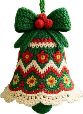 Produktbild von 1/5 Stück handgemachte Weihnachtsglocke Ornament DIY gestrickte Weihnachtsmannglocke häkeln festliche Dekoration Home saisonale Dekoration