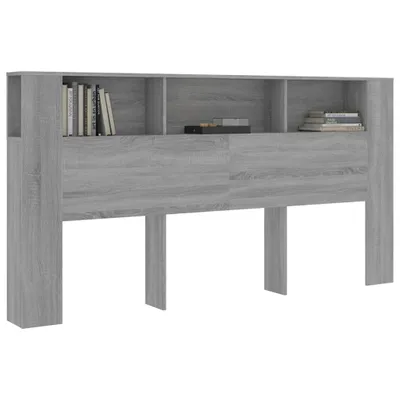 Image de vidaXL Tête de lit avec étagères Gris Sonoma 200x18,5x104,5 cm