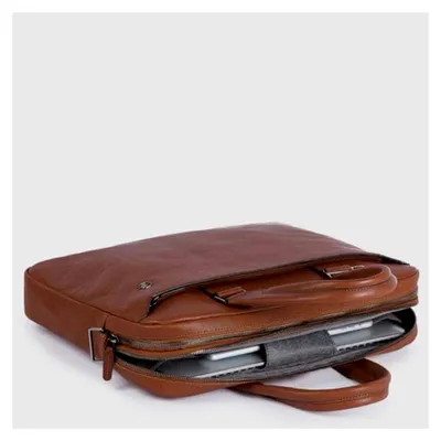 Produktbild von 15,6-Zoll-Laptoptasche mit zwei Fächern – Hochwertiges Leder – Schwarz – Für Herren