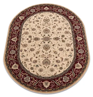 Image de Tapis en laine OMEGA ovale ARIES fleurs rubis clair beige 200x300 cm