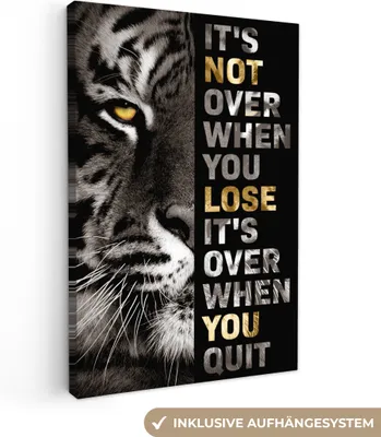 Produktbild von MuchoWow® - Leinwandbilder - Tiger - Zitat - Gold, Wandbild, Wanddeko Bilder Wohnzimmer, 20x30 cm