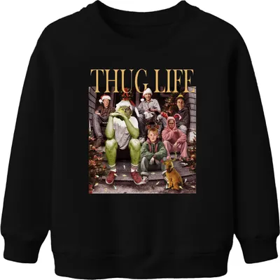 Produktbild von Thug Life Retro Weihnachtsfilme - Weihnachten Christmas Xmas Uni Kinder Weihnachtspullover, Schwarz, 116
