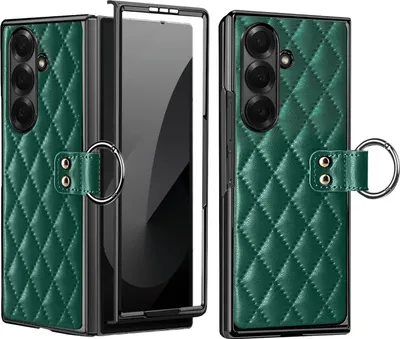 Immagine prodotto di Custodia protettiva VIETAO con anello in metallo e design a diamanti per Samsung Galaxy Z Fold7, verde